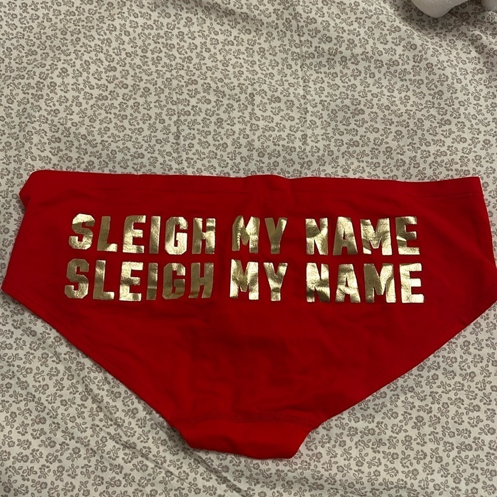 PINK Christmas underwear “sleigh my name”
